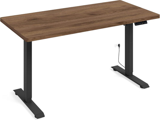 Homlando Desk BIMotion 1S 140 x 70 x 3.2 cm - Desk table with automatic ride - Height adjustable with height adjustment - electric - ergonomic standing desk (nut/black frame) - QUORE