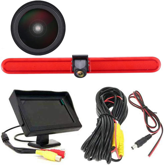 HD IP68 1280 pixels achteruitrijsysteem achteruitrijcamera remlicht passend met hoek verstellen nachtversie IR-licht hoge dak dak camera voor T5 Multivan Caravelle Camper/T6/Lupo 6X/Seat Arosa +4,3 inch monitor