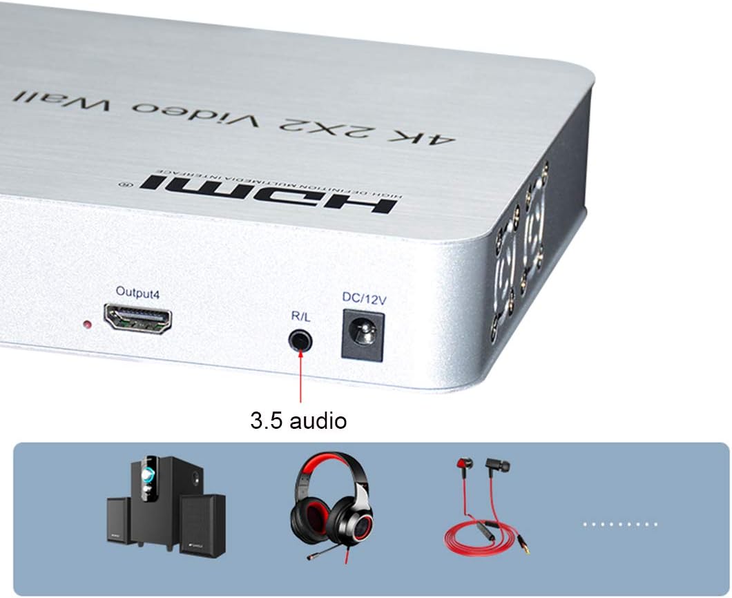 4K 2x2 KVM HDMI videowand controller speler ondersteunt SD-kaart U Disk Signaal video wall processor ondersteuning 1x1, 1x2, 1x3, 1x4, 2x2, 2x1, 3x1, 4x1
