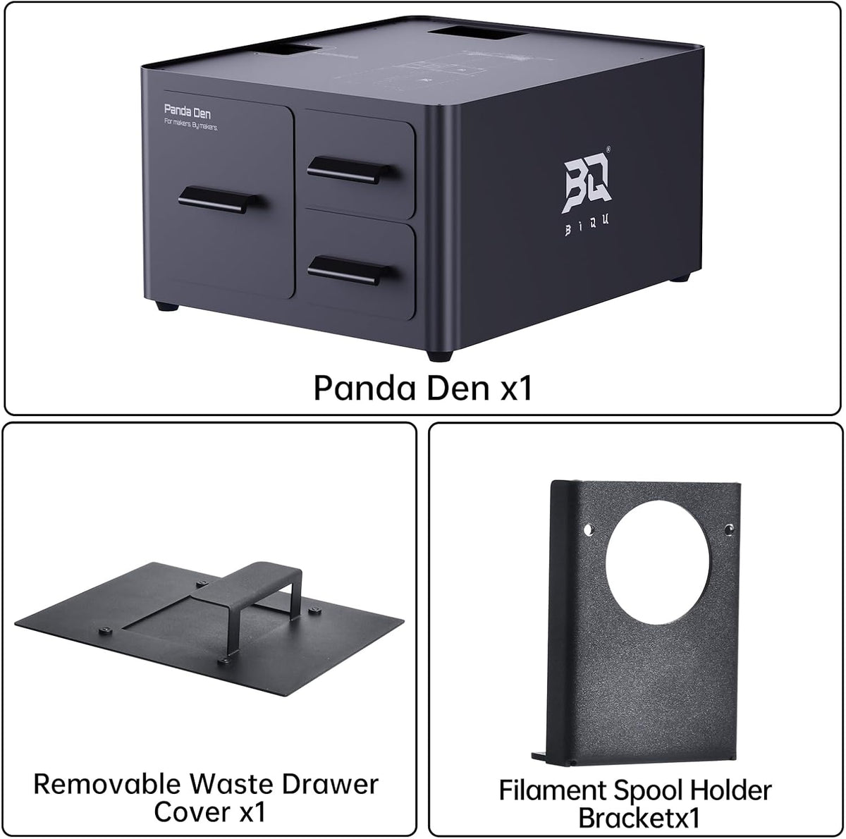 BIGTREETECH BIQU Panda De filamentafvalbak + gereedschapsorganizer met twee schuifladen voor bamboe labs P1P/P1S/X1C/X1E/A1/A1 Mini 3D-printer