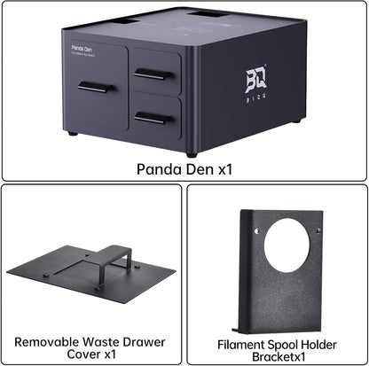 BIGTREETECH BIQU Panda De filamentafvalbak + gereedschapsorganizer met twee schuifladen voor bamboe labs P1P/P1S/X1C/X1E/A1/A1 Mini 3D-printer