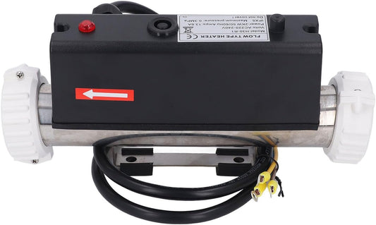 Hardwired Zwembadverwarming – Spa Verwarming – Badkuip Verwarming – Elektrische Verwarmingsunit – Thermostatische Waterverwarmer – 1 kW / 2 kW – Roestvrij Staal – Droogkookbeveiliging Bij 50 °C