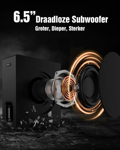 5.1 Dolby Atmos Soundbar – Surround Sound Systeem – Home Theater Speaker – Wireless Subwoofer – TV Geluidssysteem – Draadloze 6,5 Inch Subwoofer – Brede Geluidsweergave – Kristalheldere Dialogen