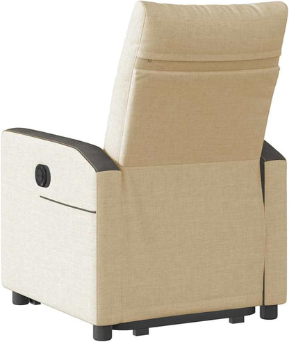 Elektrische Relaxstoel – Relaxfauteuil – Opstahulp Stoel – Televisiezetel – Leesstoel – Crème Stof – Verstelbare Rugleuning – Elektrische Opstahulp