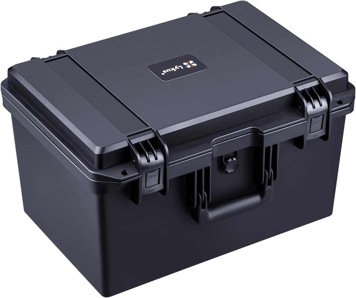 Lykus HC-4430 Harde koffer, waterdicht, met aanpasbaar schuim, binnenmaat 44 x 29 x 26,5 cm, geschikt voor elektronica en meer
