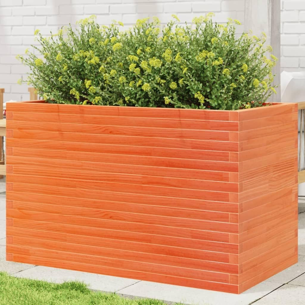 Flower Box Wax Brown 110 x 60 x 68.5 cm Solid Pine Wood Flower Box on Legs, Pot with Trine Grate, Planter, Patio - QUORE