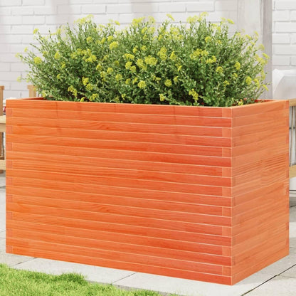 Flower Box Wax Brown 110 x 60 x 68.5 cm Solid Pine Wood Flower Box on Legs, Pot with Trine Grate, Planter, Patio - QUORE