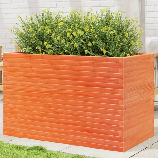 Flower Box Wax Brown 110 x 60 x 68.5 cm Solid Pine Wood Flower Box on Legs, Pot with Trine Grate, Planter, Patio - QUORE