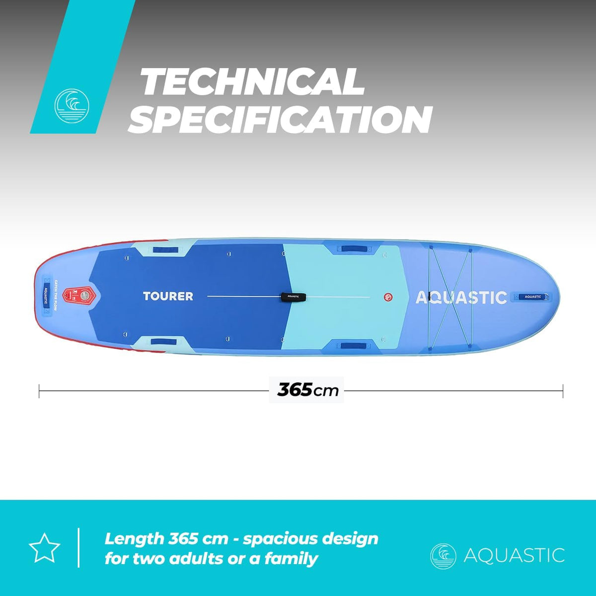 <font dir="auto" style="vertical-align: inherit;"><font dir="auto" style="vertical-align: inherit;">        AQUASTIC Tourer Inflatable SUP board, all-round touring, 365 x 86 x 15 cm, 410 l displacement, 2 kayak seats, Drop Stitch Lite Technology, max. loa