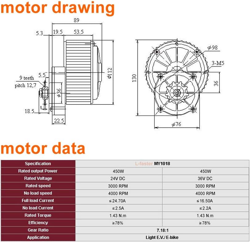 450W Conversie Kit voor linksgestuurde elektrische fiets, past voor de meeste gewone stadsfietsen met tandwiel kettingaandrijving
