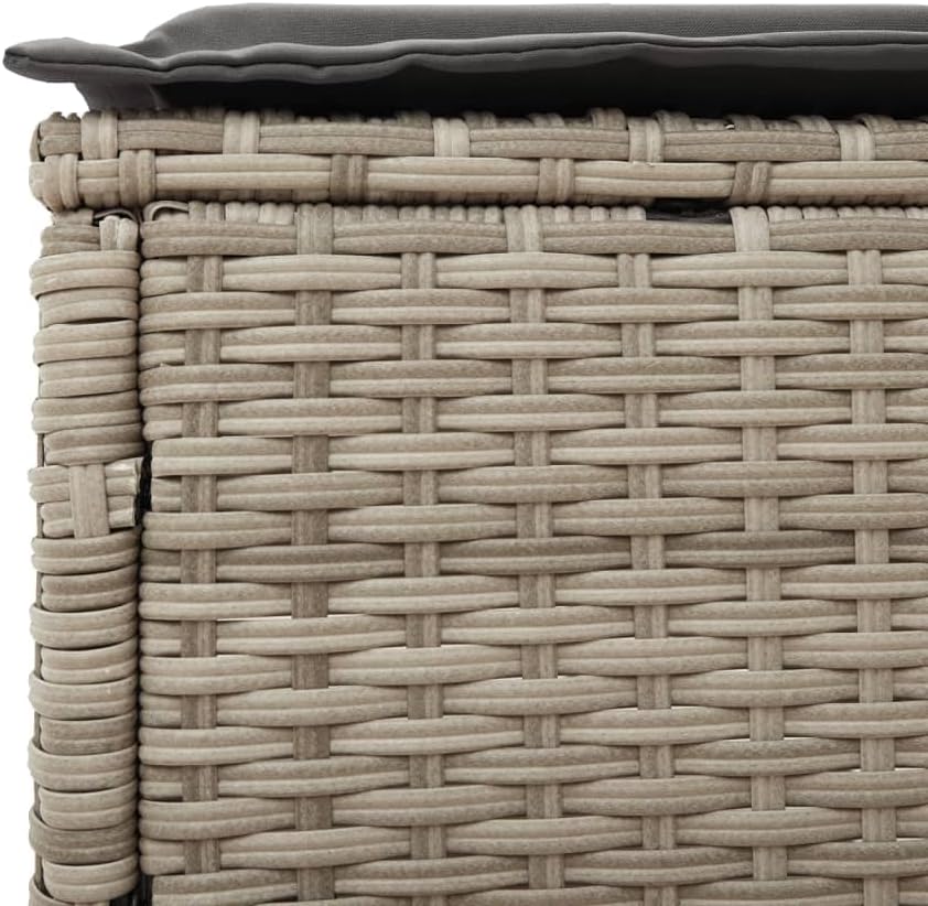 Gecheer Sun Lounger Poly Rattan Sun Lounger Light Dark Grey 198 x 55 x 97 cm Rattan Sun Lounger Folding Rattan Sun Lounger Outdoor Sun Lounger - QUORE