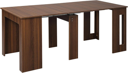 Uittrekbare Eettafel – Klaptafel – Uitklapbare Tafel – Ruimtebesparende Tafel – Eettafel Hout – Verstelbaar 60-180 cm – Stevig Spaanhout Bruin - QUORE