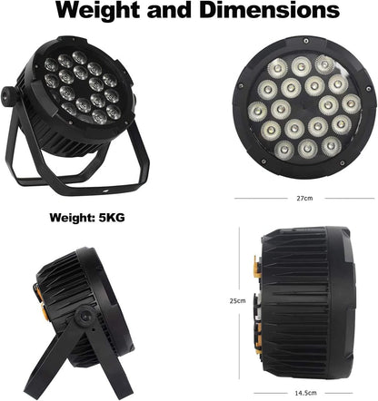 SHEHDS Par Lichten Waterdicht Outdoor LED 18x18W Verlichting Podium Wassen Lichten DMX Controle Strobe DJ Licht Party Licht voor Kerstfeest Bruiloft Show Concerten Kerk