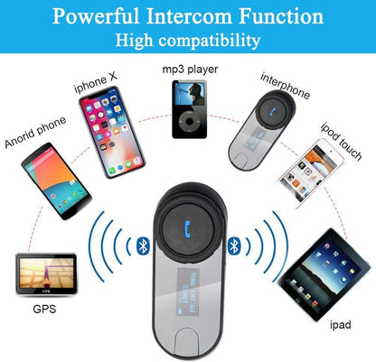 FreedConn Motorfiets communicatiesysteem, helm bluetooth intercom, helm headset (800 m bereik, zodat draadloos bellen,mp3-muziek beluisteren, FM-radio (2 set met zachte kabel)