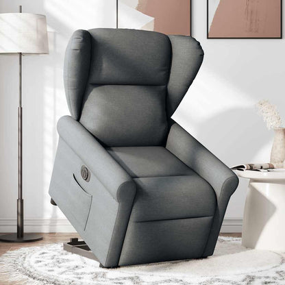Relaxfauteuil – Elektrische Relaxstoel – Sta-op Stoel – TV Stoel – Draaifauteuil – Elektrische Verstelbare Rugleuning – Sta-op Hulp – Donkergrijze Stoffen Bekleding