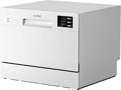 COMFEE TD602E-W Compacte vrijstaande vaatwasser, led-display, 6,5 liter, wit, geluidsniveau: 47 dB