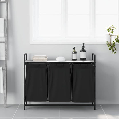 Gecheer Laundry basket 3 compartments with shelf grey Sonoma, laundry basket laundry basket for baby clothes bedding shoes 859063 - QUORE