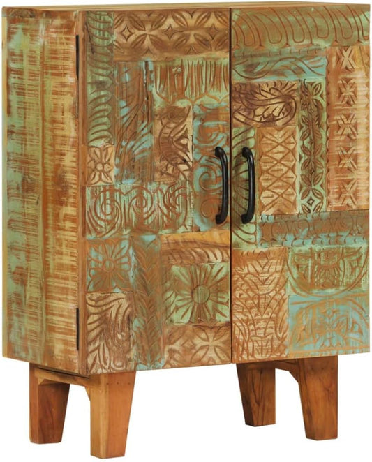 vidaXL Sideboard hand carved 55x30x75 solid recycled wood