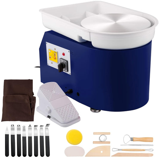 Elektrisch Pottenbakkerswiel – Pottenbakkersmachine – Keramiek Draaitafel – Aardewerk Draaischijf – Keramiek Wiel – 35 cm Aluminium Draaiplateau – 450 W Motor Met Pedaalbediening - QUORE