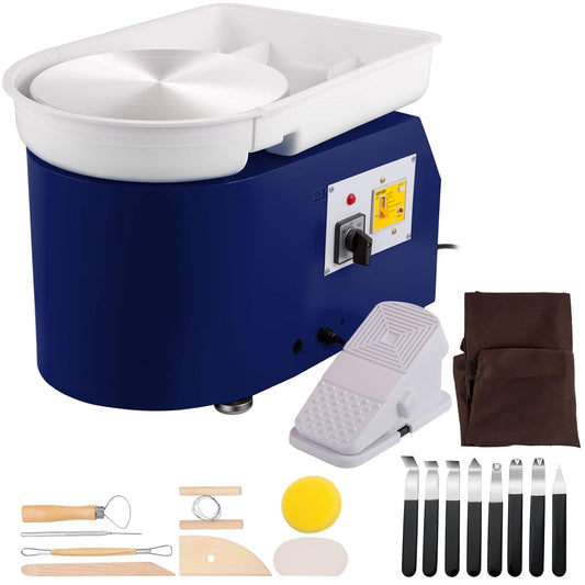 VEVOR Pottenbakkersschijf, 350 W, keramische wielmachine 220 V, elektrische pottenbakkersschijf, 28 cm, voetpedaalinstelling, 60 dB, draaischijf, aardewerk, kunstwerk, DIY, knutselen, 300 omw/min,