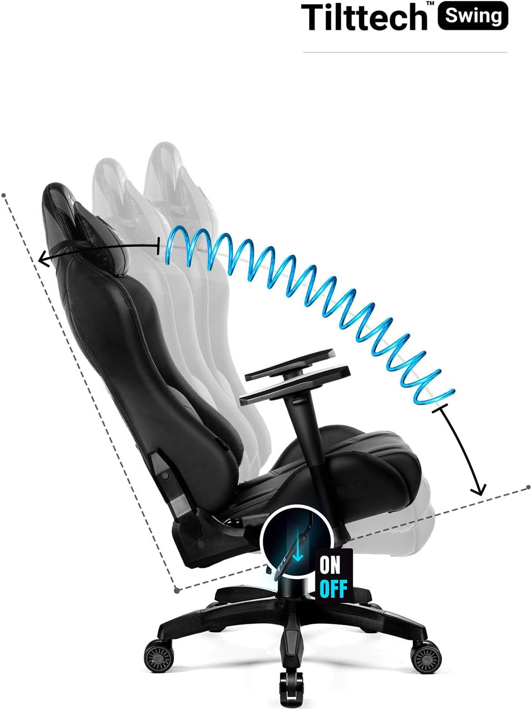 Diablo X-Ray Gaming Game Stoel Gaming Chair Bureaustoel 4D Armleuningen Ergonomisch Ontwerp Kunstleer Perforatie Kantelfunctie Zwart-Grijs Kido (S)