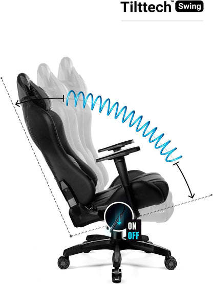 Diablo X-Ray Gaming Game Stoel Gaming Chair Bureaustoel 4D Armleuningen Ergonomisch Ontwerp Kunstleer Perforatie Kantelfunctie Zwart-Grijs Kido (S)