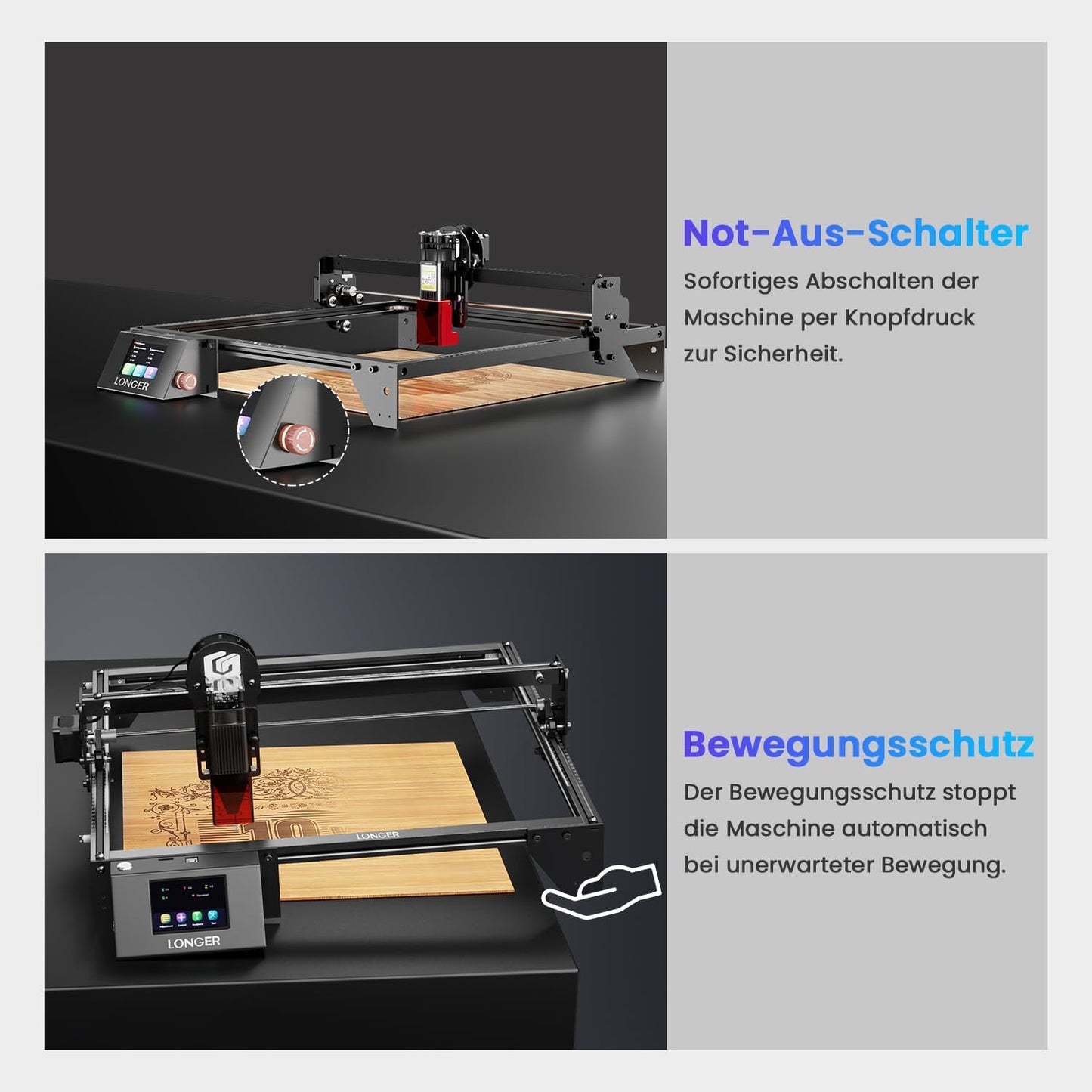 Longer 10 W lasergraveermachine & cutter – upgrade editie met 24.000 mm/min, 3,5 inch kleuren-touchscreen, offline app, voor metaal/glas/hout DIY