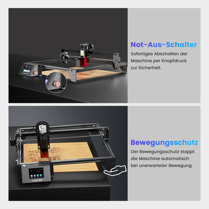 Longer 10 W lasergraveermachine & cutter – upgrade editie met 24.000 mm/min, 3,5 inch kleuren-touchscreen, offline app, voor metaal/glas/hout DIY