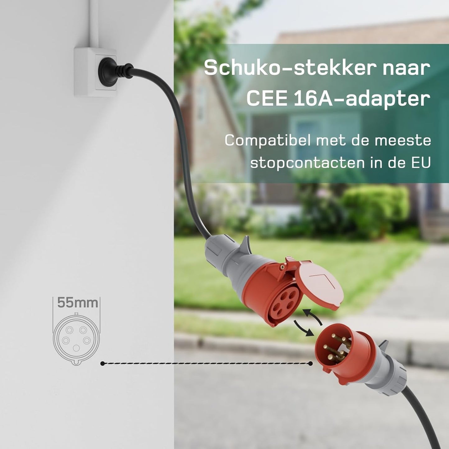 dé Mobile Wallbox 11kW mit APP [7m, 3-Fase, 6-16A] EV Charger 11kW met Digitaal LCD Bediening, EV Oplader CEE 11kW voor ID.3/4, Model Y/3, Enyaq, EX30/XC40, Niro en Andere EV&PHEV