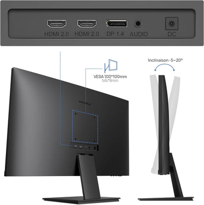KOORUI N07 27 Inch PC Display, 4K Monitor UHD (3840 x 2160), IPS 60Hz HDR10 Adaptive Sync, 2x HDMI 2.0 & DisplayPort 1.4, VESA 100 x 100mm, Eye Care - QUORE