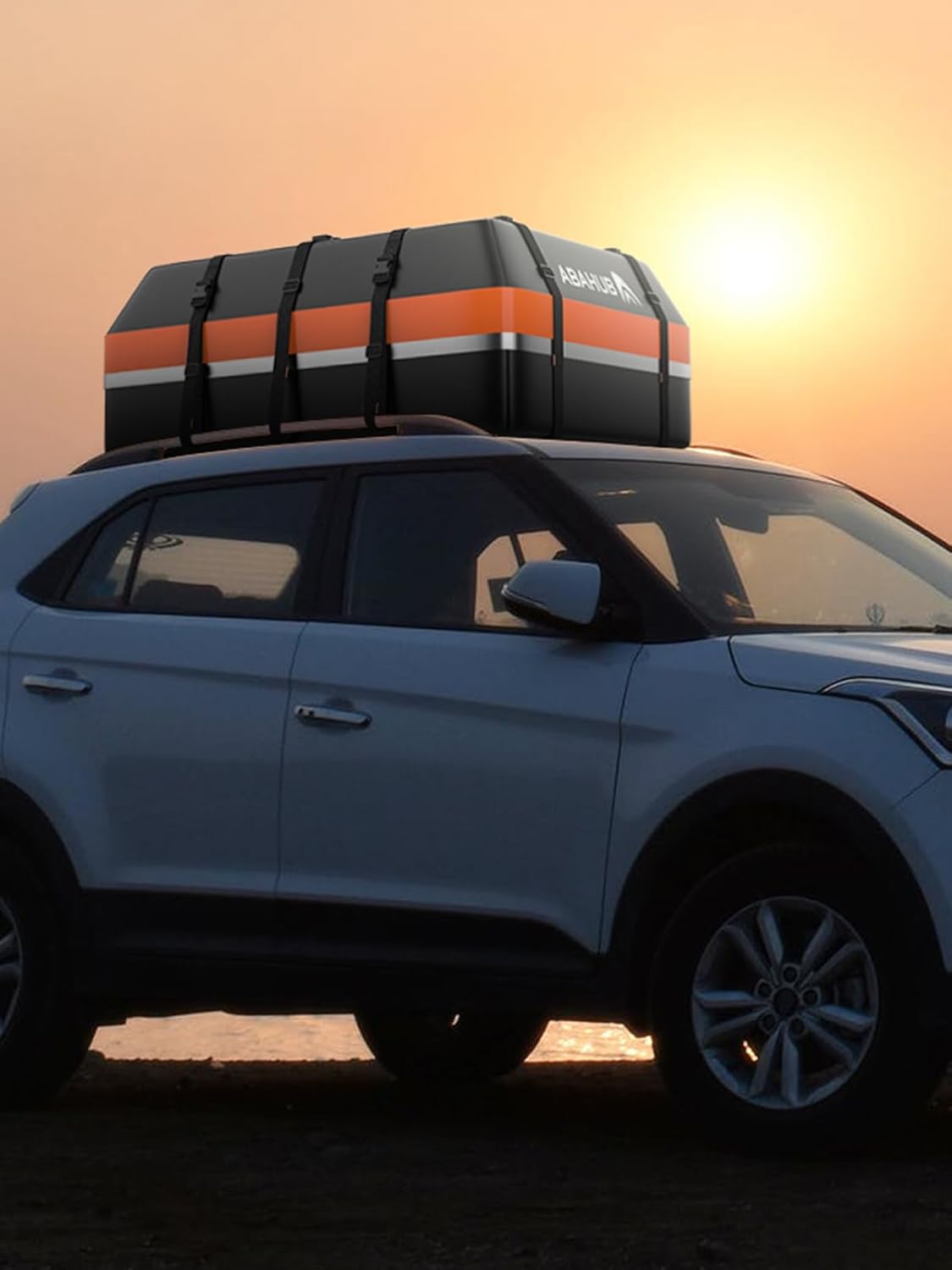 Abahub Car Roof Box 800D Soft Opvouwbare Waterdichte Daktas met Deurhaak, Antislipmat, Opbergtas, Reflecterende Strip voor Alle Auto's met/zonder Bagagerek (600L)