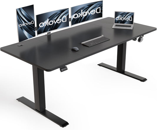 In hoogte verstelbaar bureau – Zit Sta Bureau – Ergonomisch Bureau – Elektrisch Bureau – Verstelbaar Bureau – 160x70 cm – Fluisterstille Motor – Stabiel Industrieel Stalen Frame - QUORE