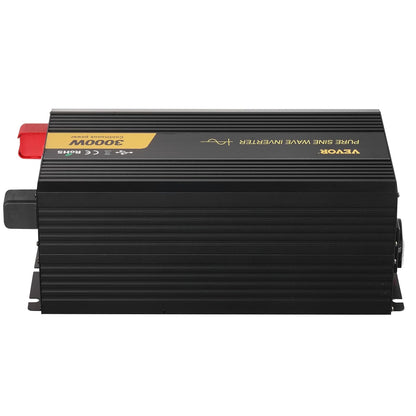 VEVOR Pure sinusomvormer, 3000 W DC 24 V naar AC 230 V, auto-omvormer met lcd-scherm, USB-poort afstandsbediening voor camper, zonne-systeem, reizen, camping
