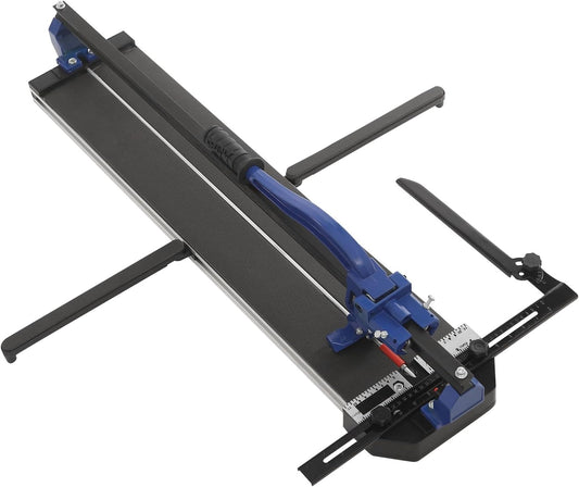 80cm Manual Tile Cutter, 31.5 Inch Intrack Tile Cutting Machine with Infrared Laser for Ceramic Tiles, Floor Tiles, 4-15mm Cutting Thickness, Protractor and Non-Slip Base, Blue - QUORE
