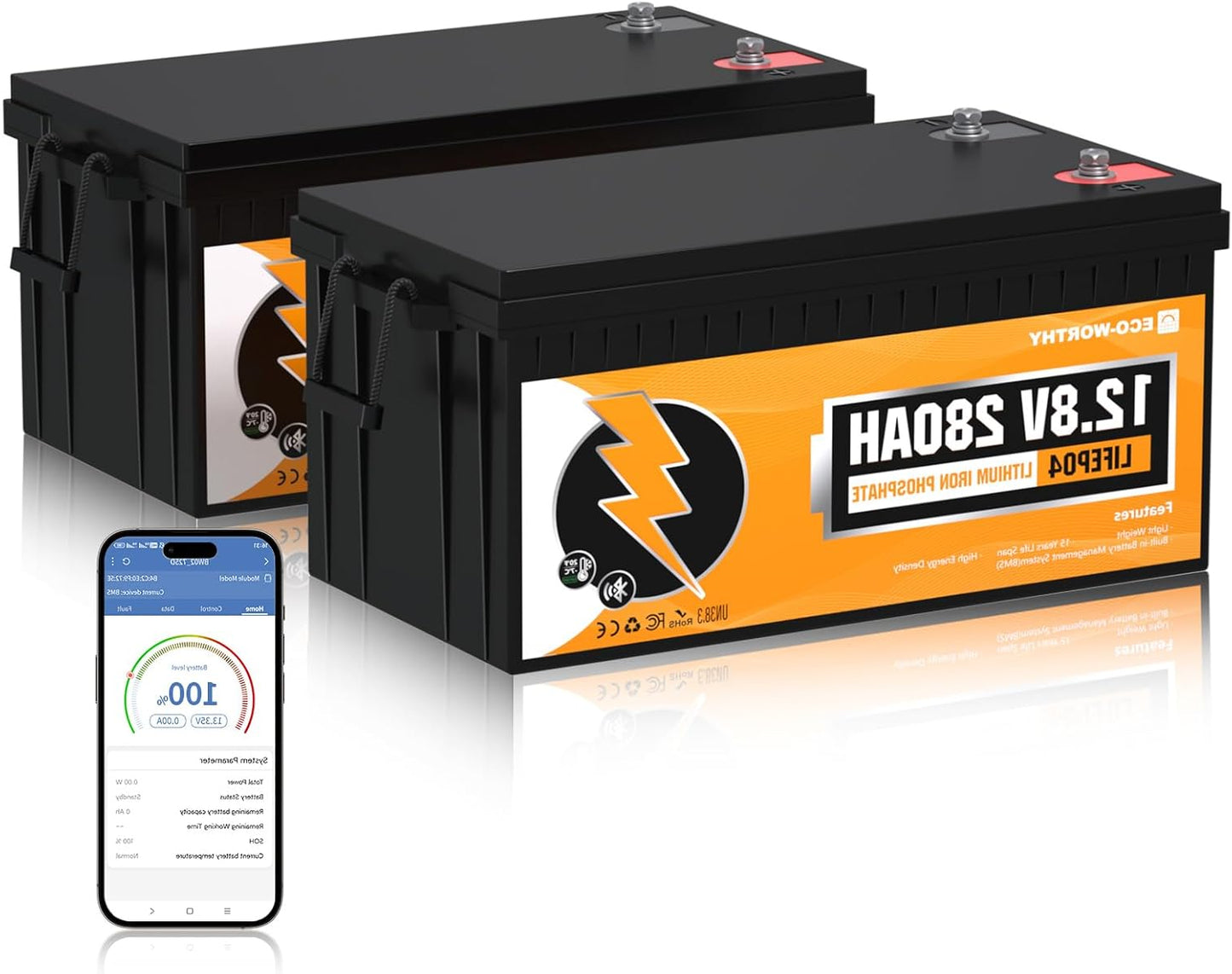 Lithiumaccu – Lithium Batterij – LiFePO4 Accu – 12V Accu – 280Ah Accu – Bluetooth Monitoring – 200A BMS Met Lage Temperatuur Bescherming