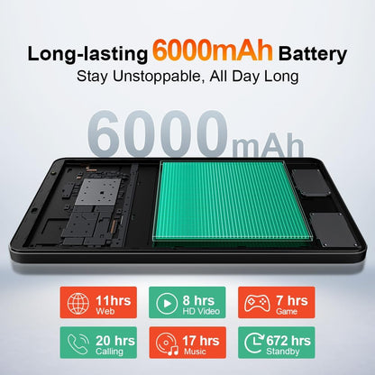 Blackview Zeno 1 8 inch tablet Android 15, 12 GB + 64 GB/2 TB TF, Widevine L1, 6000 mAh, 5G WiFi + 4G LTE Tablet PC, 8 MP + 8 MP, Gemini Al 2.0/OTG/GPS/Hall/3,5 mm Jack/beschermhoes, oranje