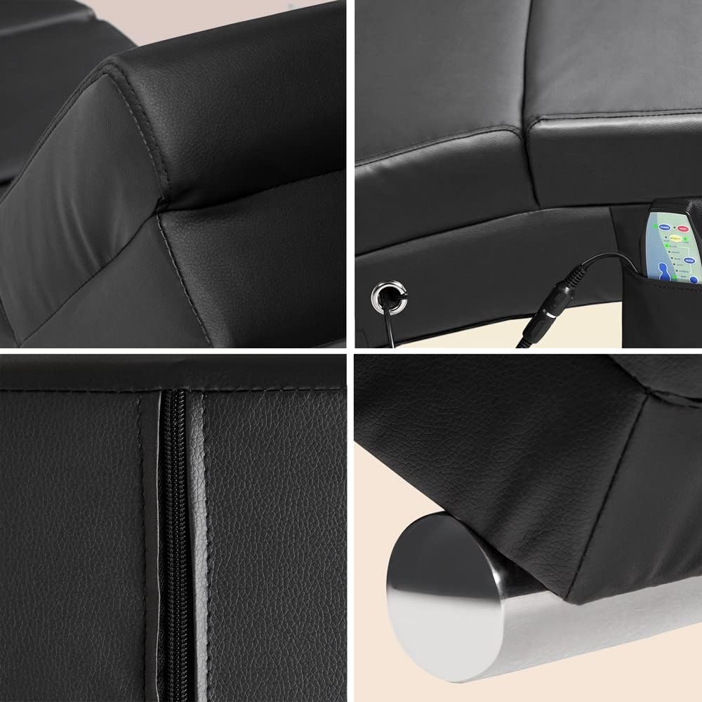 Casaria Relax Chair XXL Massage and Heating Function 186x89x55cm Ergonomic Fabric Upholstered 180 kg Load Capacity Living Room Chaise Longue Relax Chair Black - QUORE