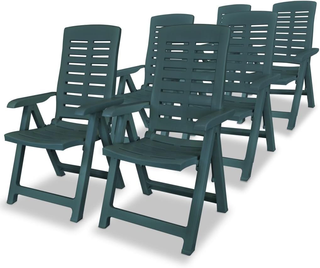 Festnight 4/6 Folding Chairs Outdoor Garden Patio Camping Chair 60 x 61 x 108 cm Plastic Green - QUORE