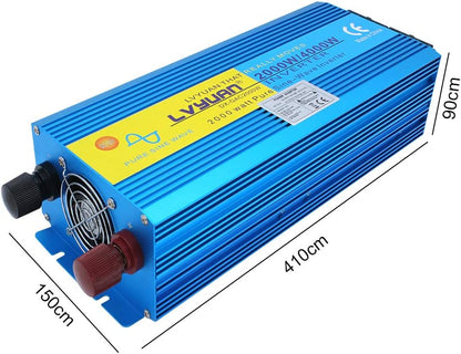 Pure Sine Wave Power Inverter 2000W DC 12V naar AC 240V converter met draadloze afstandsbediening & dubbele EU-stopcontacten voor RV Truck Car