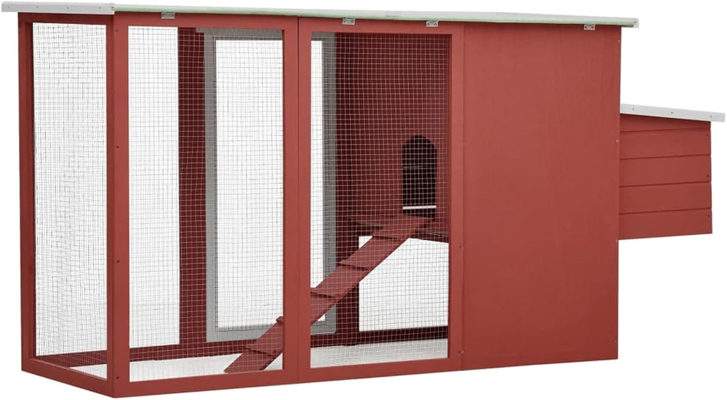 Kippenhok – Kippenren – Pluimveehok – Legnest – Kippenhuis – 202x75x98 cm – Gelakt Vurenhout – Met Antislip Helling