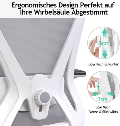 Bureaustoel – Ergonomische Stoel – Computerstoel – Kantoorstoel – Draaistoel – Verstelbare Hoofdsteun En Lendensteun – 130° Schommelfunctie, Belastbaar Tot 150 kg