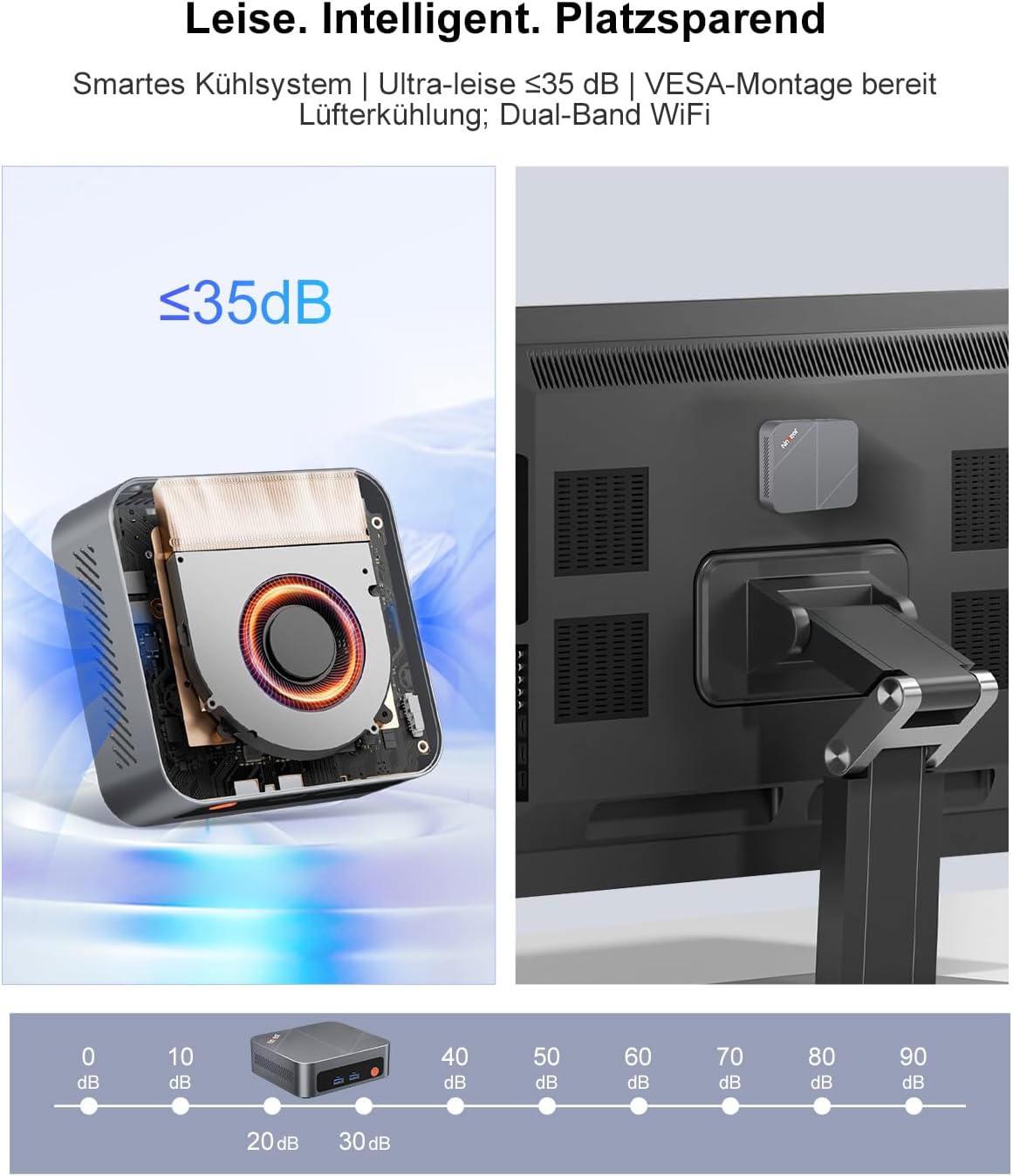 Ninkear Mini-pc met AMD Ryzen 7430U tot 4,9 GHz, 16 GB RAM 512 GB SSD, ondersteunt PS3 Emulator Gaming, ultrastil, Triple 4K-display, WiFi6E, mini-computer voor kantoor en thuiskantoor