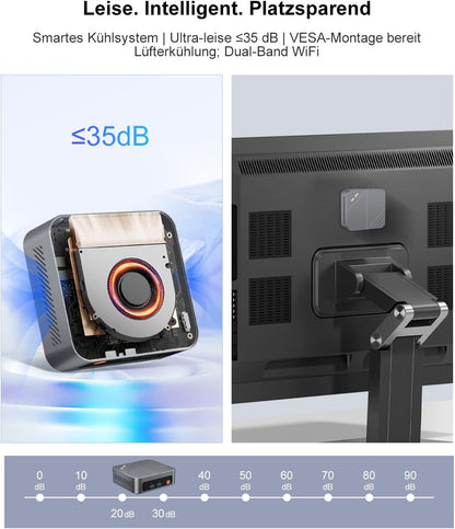 Ninkear Mini-pc met AMD Ryzen 7430U tot 4,9 GHz, 16 GB RAM 512 GB SSD, ondersteunt PS3 Emulator Gaming, ultrastil, Triple 4K-display, WiFi6E, mini-computer voor kantoor en thuiskantoor