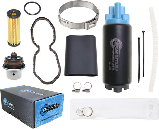 Motorfiets brandstofpomp – Benzinepomp – Brandstofpompmodule – Vervangingspomp – Voor injectiemotoren – Directe vervanging voor originele behuizing – Complete installatiekit met zeef, brandstoffilter en tankafdichting