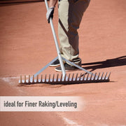 Tuinhark - Landschapshark - Bladharken - Screening Rake - 24 Tines - 24inch Head - 68inch Handvat - voor Strand - Gazon Onderhoud - Aluminium - Zilver