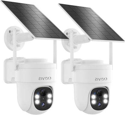 2K 3MP Bewakingscamera Voor Buiten, 2.4Ghz WIFI Camera, Camerabewaking Buiten, 360° zicht, met 2-Weg Audio, Automatische Tracking, Nachtzicht in Kleur, PIR-bewegingsdetectie, Werkt met Alexa,2pcs