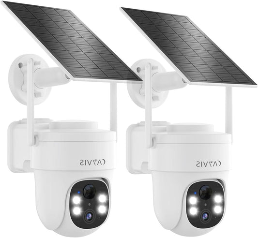 2K 3MP Bewakingscamera Voor Buiten, 2.4Ghz WIFI Camera, Camerabewaking Buiten, 360° zicht, met 2-Weg Audio, Automatische Tracking, Nachtzicht in Kleur, PIR-bewegingsdetectie, Werkt met Alexa,2pcs