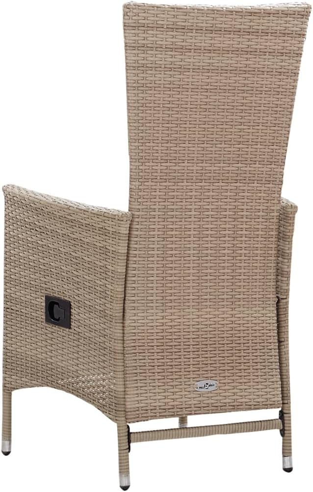 Set of 2 Garden Chairs Poly Rattan Beige Balcony Chair Adjustable Backrest Patio Chair Dining Chairs for Patio Garden Balcony - QUORE