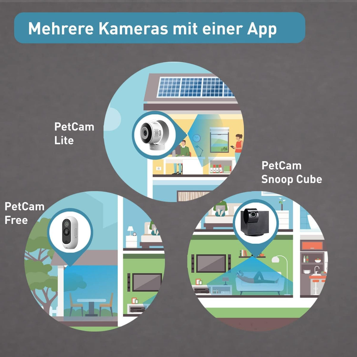 PetTec® Cam Free 2-delige set - Draadloze huisdiercamera hondencamera met app [ZONDER ABONNEMENT] - Katten & honden camera binnen/buiten - Bewegingsdetectie & spraakfunctie - Batterij tot 9 maanden