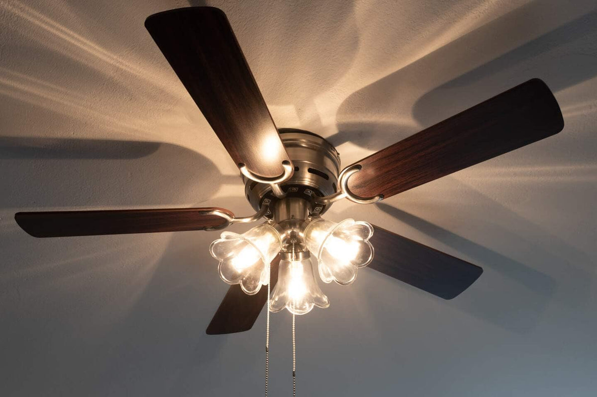 Pepeo 105620191 Kisa Deluxe plafondventilator 105 cm geborsteld nikkelvleugel eiken/walnoot inclusief verlichting en trekschakelaar